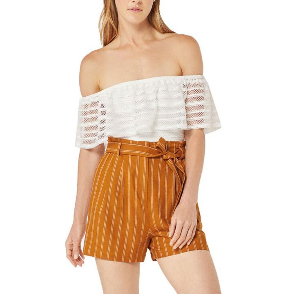 BCBG Linen High-Waisted Shorts